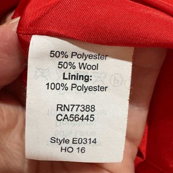 J. Crew Vibrant Red Double Breasted Pea Coat with Gold Buttons - Picture 6 of 7